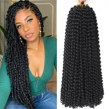 Passion Twist Hair 18 Inch Water Wave Long Curly Braiding Hair Synthetic Spring Twist Crochet Braids Extensions for Black Women 1