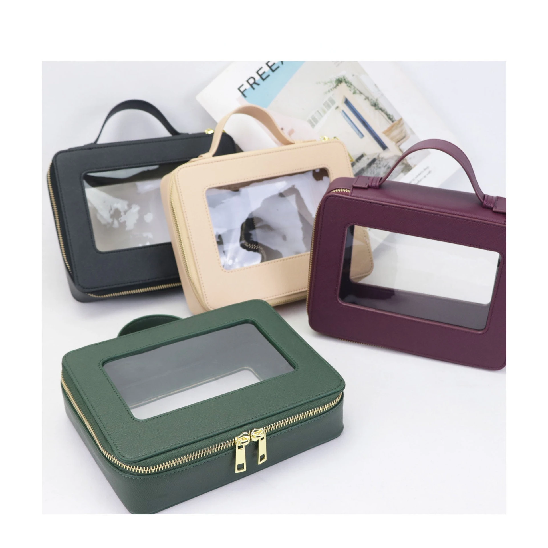 

Customized Letters Colorful Portable Cosmetic Case Travel Transparent Makeup Bag PVC Cosmetic Bags TPU Wash Organizer Pencil