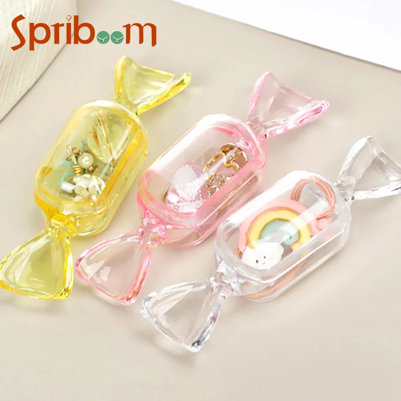 

5/10 Pcs Candy Shape Jewelry Box Creative Transparent Earrings Ring Storage Carrying Cases Mini Plastic Necklace Organizer Boxes