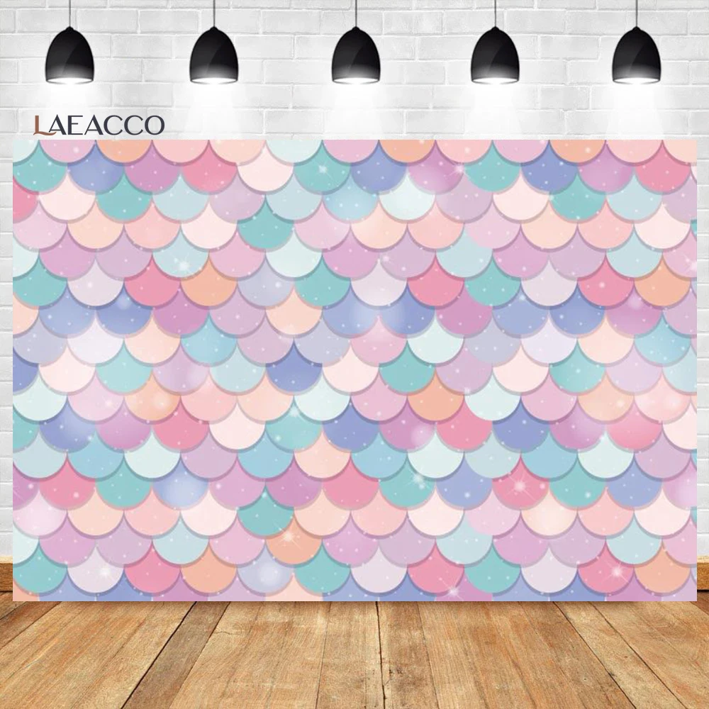 Laeacco Birthday Backdrops Fish Scales Seaweed Pearl Bubbles Glitters Mermaid Baby Shower Photography Backgrounds Photo Studio for photo backdrop,photography auxiliary props