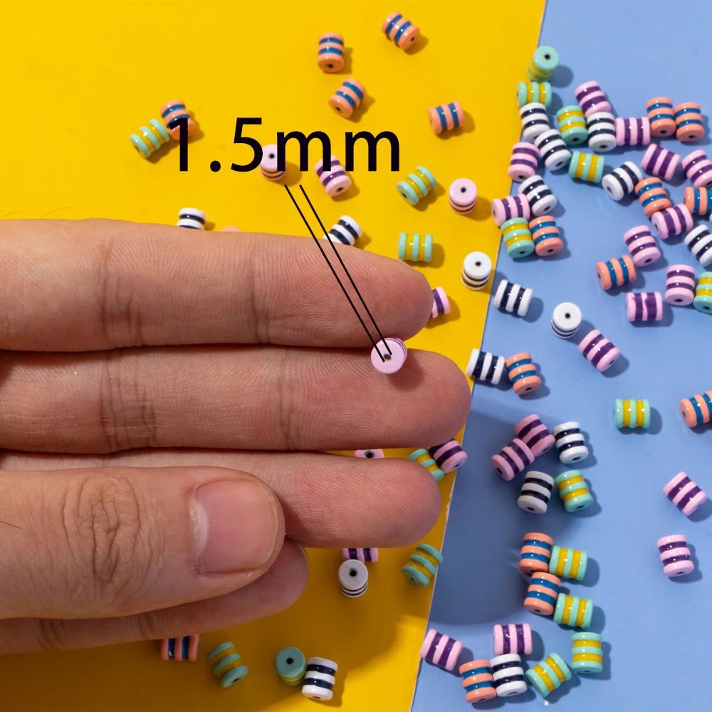 20pcs 5x6mm Tube Enamel Beads Painted Grease Colorful Beads For Bracelets  Making Rainbow Jewelry Making Accessory Supplier