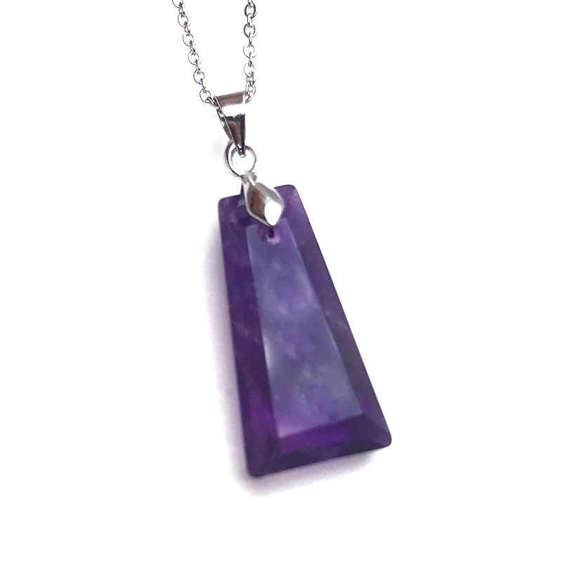 Elegant Natural Amethyst Pendant Gemstone Rose Quartz 13*25mm Necklace Handmade Jewelry for Women Party Gift
