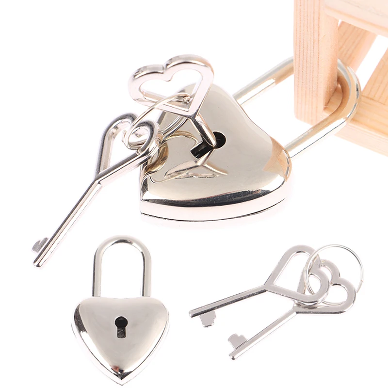 1Set Alloy Heart Shape Padlock Mini Luggage Hardware Locks With