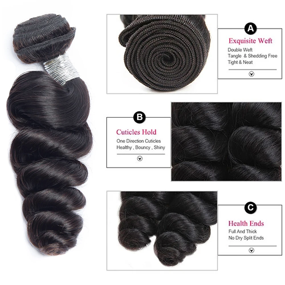 Maxine 5x5 Lace Closure With Bundles Loose Wave Human Hair Bundles With Closure Loose Deep Curly Hair 4x4