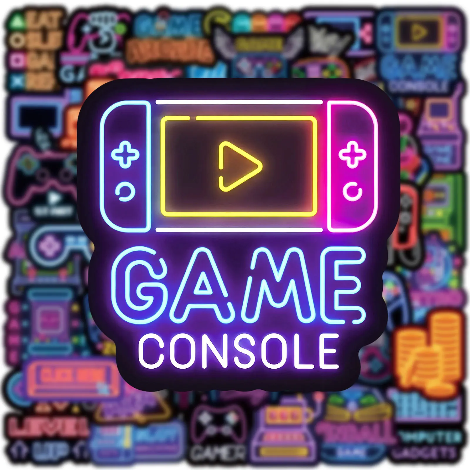 50PCS Cartoon Neon Video Game Stickers Game Console Decals For Phone Laptop Suitcase Notebook Skateboard Waterproof Sticker - 3