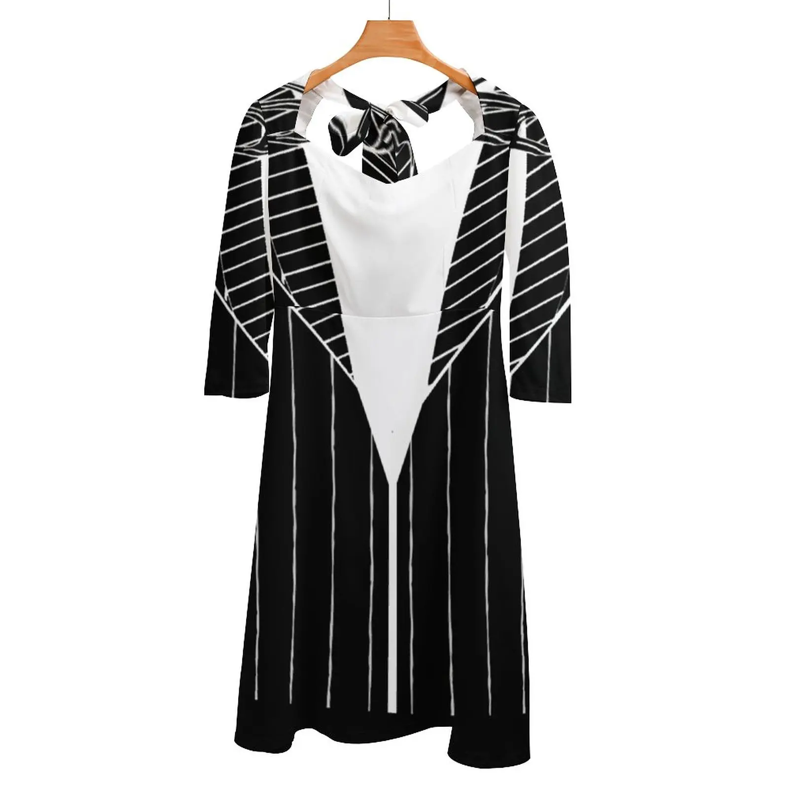 Square Neck Dress Back Lacing Backless Dress Elegant Beach Party Dress Korean Halloween Tim Burton Nightmare Before Christmas