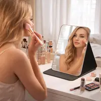 Miroir de maquillage pliable INS, miroir compact à rabat floral, miroir cosmétique sur pied pour dortoir étudiant 4
