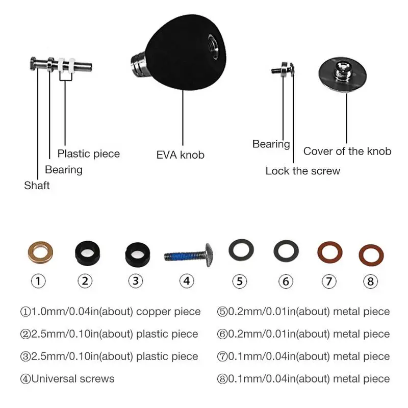 Fishing Reel Handle Knob EVA Metal Power Knob For Bait Casting Spinning Fishing Reel Replacement Accessory