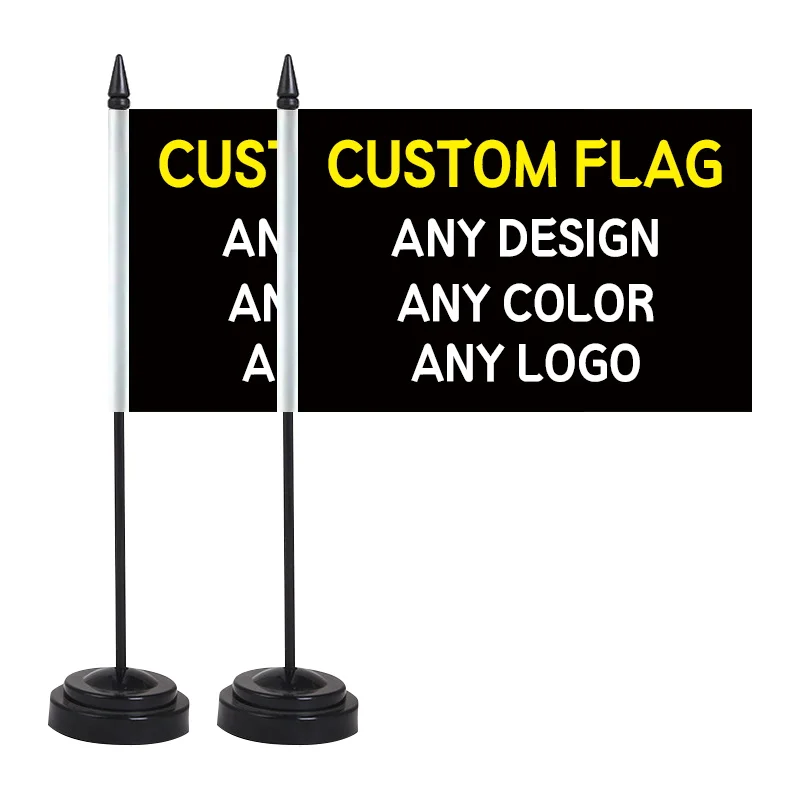סט דגלי שולחן מותאמים אישית - דגל שולחן בגודל 8.3x5.5 אינץ' עם דגל פלסטיק מוצק כולל בסיס