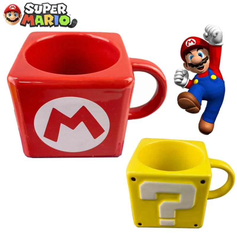 Super Mario Bros Creative Mugs Anime Coffee Cups Square Ceramics Water Cup Home Office Drinkware 360Ml Mario Periferiche Gifts