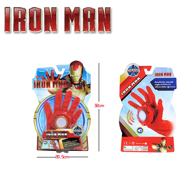 

Disney Marvel Anime Iron Man Gloves with Lighting Will Shine Iron Man Model Figures Children's Halloween Toys Kids Gift