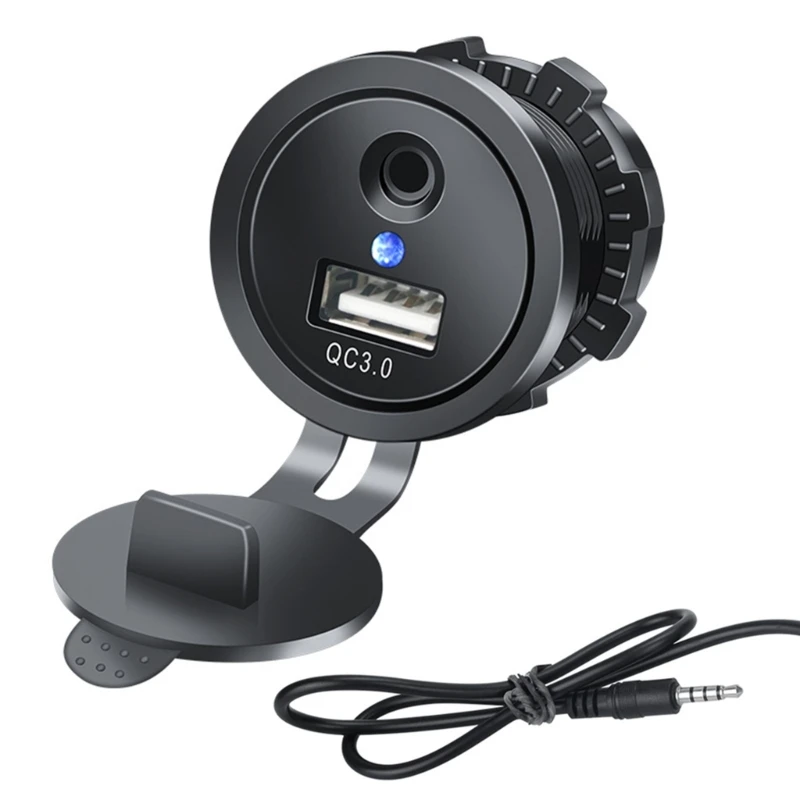 

Universal Car Panel Mount Cable USB and 3.5mm Car Dashboard Flush Mount AUX Extension Cable with LED M76E