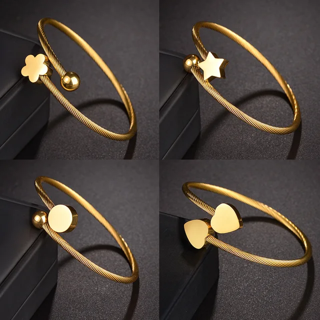 Hip Hop Stainless Steel Bracelet Adjustable Open Cuff Charm Bangle for Men Women Punk Heart Bracelets Lovers Jewelry Gifts 1