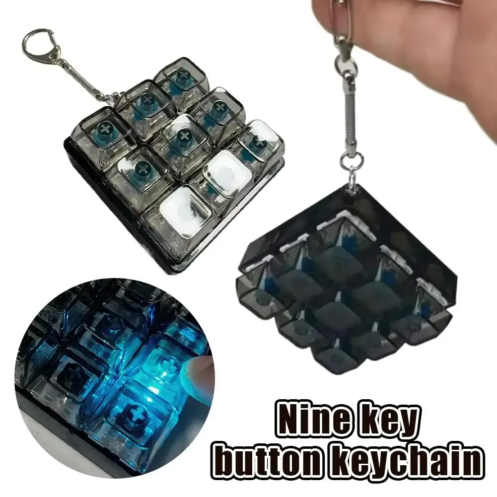 릴렉싱 DIY 키보드 피젯 키체인 키 버튼 키캡 손가락 키보드 캡 9키 스트레스 해소 핀치 토이 성인용