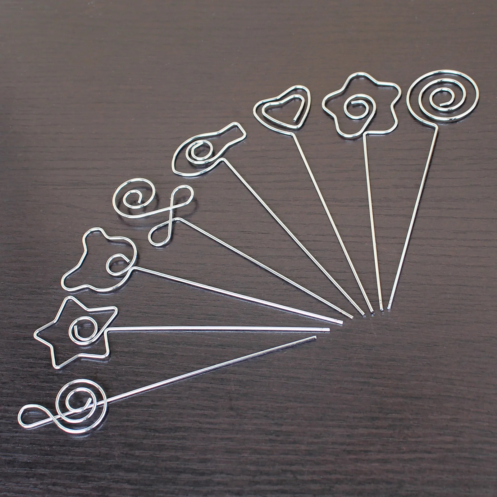 Lot 50pcs DIY Craft Wire Photo Clips Clay&Cake Accessories Memo Holders Place Card Clamp Black Gold Shiny Chrome Steel Rod 3