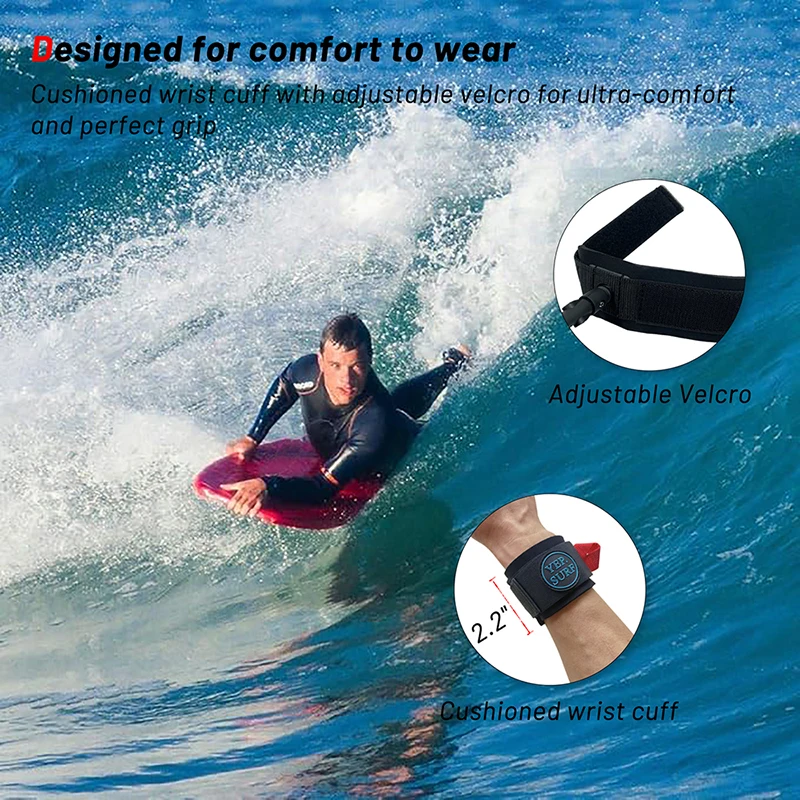Upsurf Pro Bodyboard Leash 5.5MM Thick 5ft Coiled Wrist Strap for Body Surfing & Ocean Sports