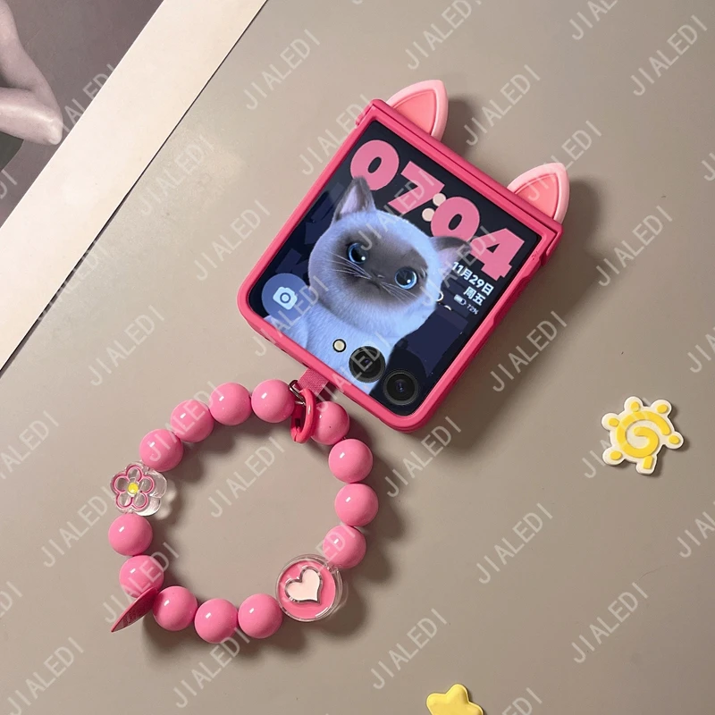 Cute Cat Ears Hinge Phone case For Samsung Galaxy Z Flip 7 thumbnail 12