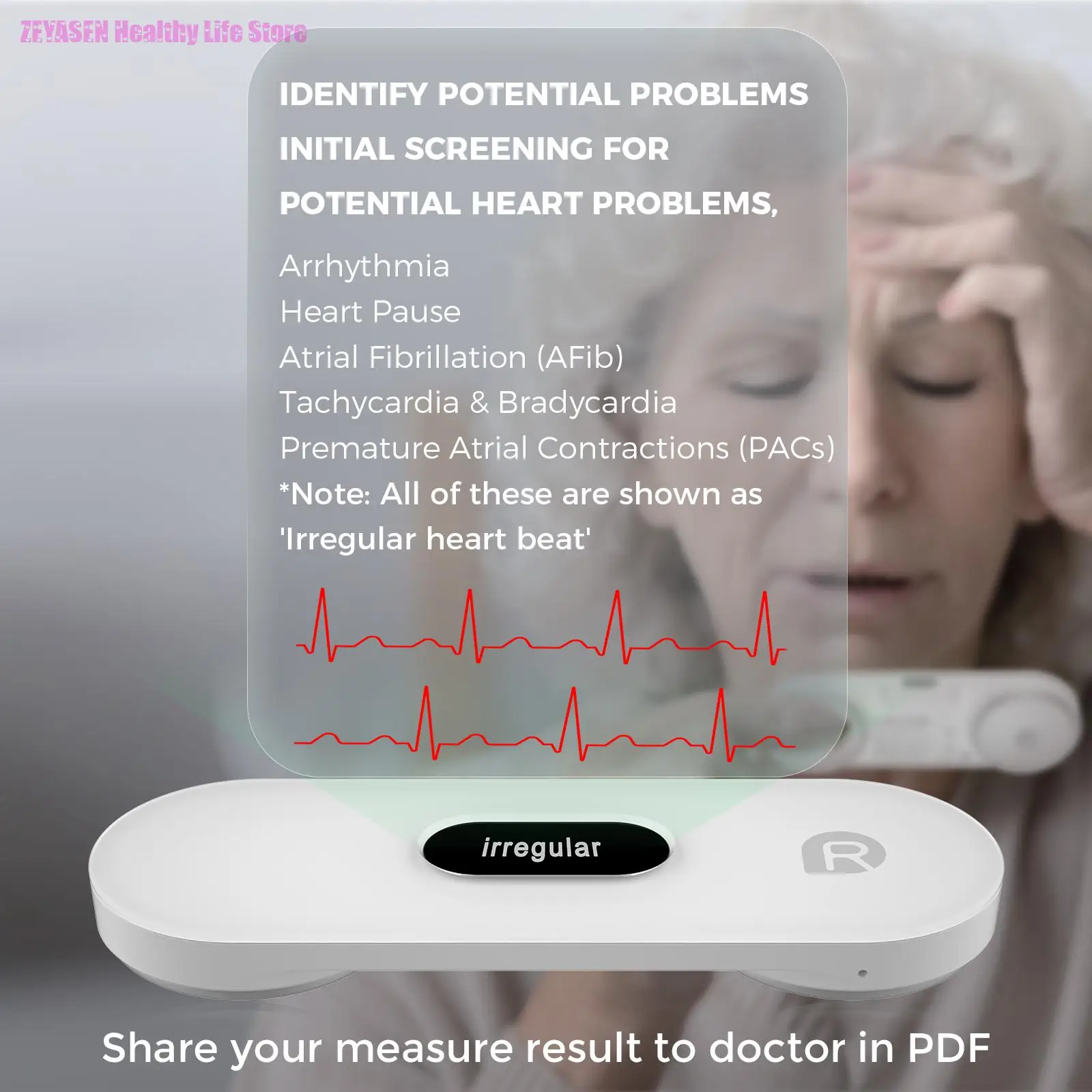 Zeyasen Holter Ecg Monitor Oled Bluetooth Ekg Cardiaco Heart Monitoring Wearable Electrocardiograma Unlimited Data Storage Share