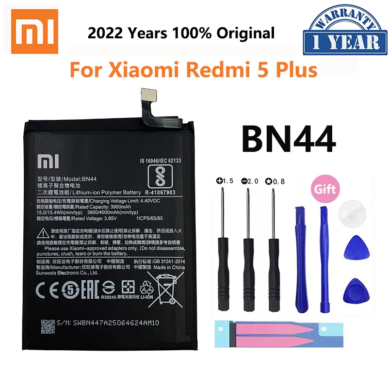100% Orginal Xiao mi BN44 4000mAh Battery For Xiaomi Redmi 5 Plus Red mi  5Plus High Quality Phone Replacement Batteries - AliExpress Cellphones &  Telecommunications