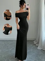 Off Shoulder Party Dress, Women‘s Sleeveless Sexy Bodycon Midi Dress, Elegant Bandage Cocktail Dress for Night Out - Image 3