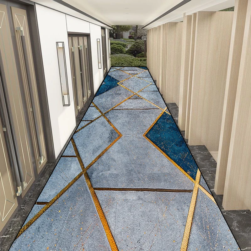 Simple Geometric Long Corridor Carpet Runner Modern Easy Clean Decoration Aisle Rug Non-slip Washable Stair Hallway Floor Mat 러그 2