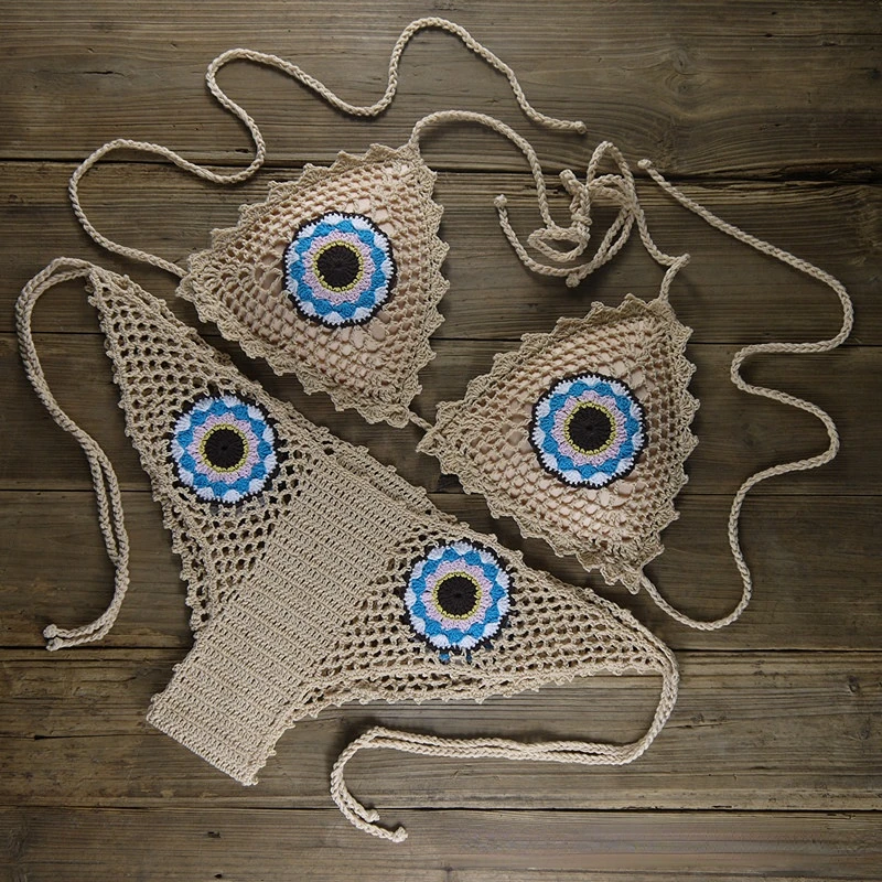 Hot Selling European and American Sexy Bikini Handwoven Split Beach Swimwear Women's Set