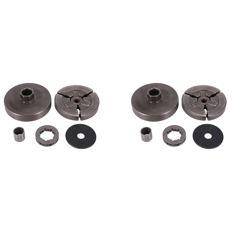 

2X Clutch Drum & Clutch & Sprocket Rim & Needle Bearing Fit For Chinese Chainsaw 4500 5200 5800