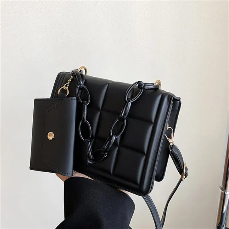 Trendy Quilted Handbag with Adjustable Strap, Stylish Crossbody Shoulder Purse for Women with Mini Coin Pouch, Crossbody Purse