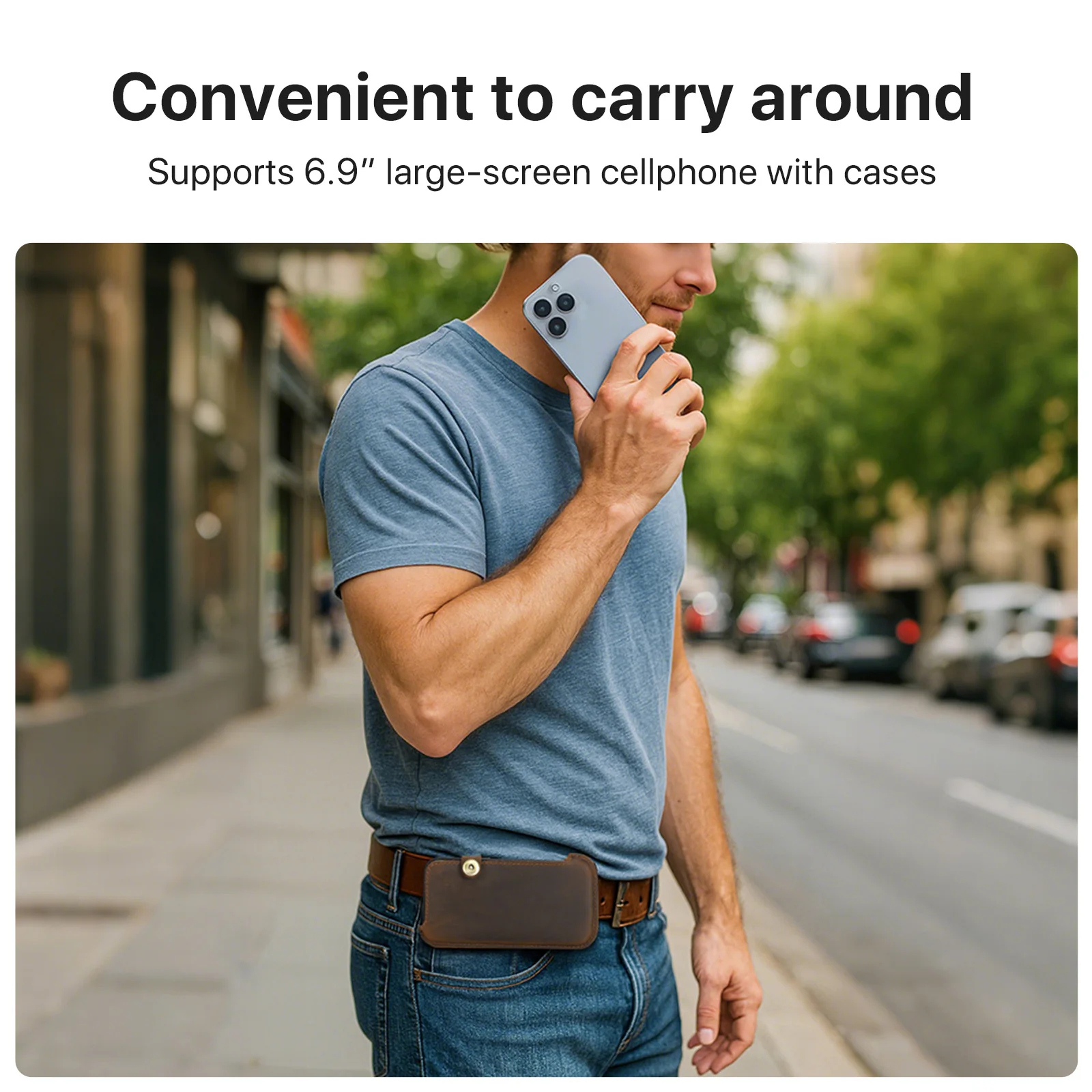 Genuine Leather Men's Phone Holster - Versatile Waist Bag