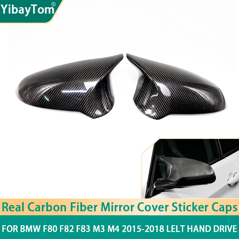 

2pcs Real Carbon Fiber Side Mirror Cover Caps Sticker Add-on For BMW F80 F82 M3 M4 2015-2018 only for left hand drive