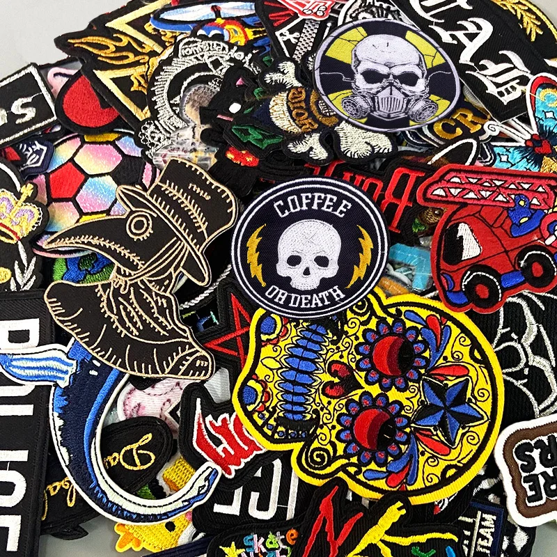50PCs Mixed Iron On and Sew-On Patches For Clothing Embroidery