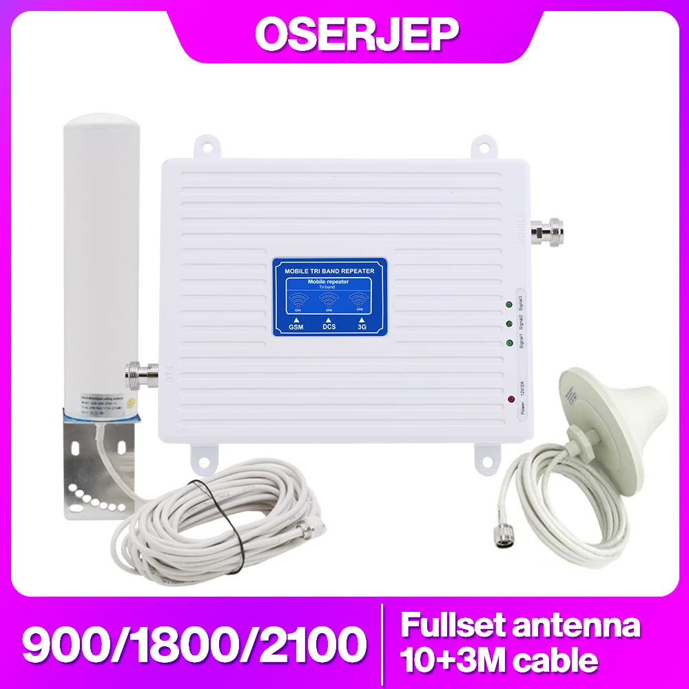 Amplificatore Segnale Cellulare 2G/3G/4G LTE - Set Completo, Frequenze 900/1800/2100 MHz