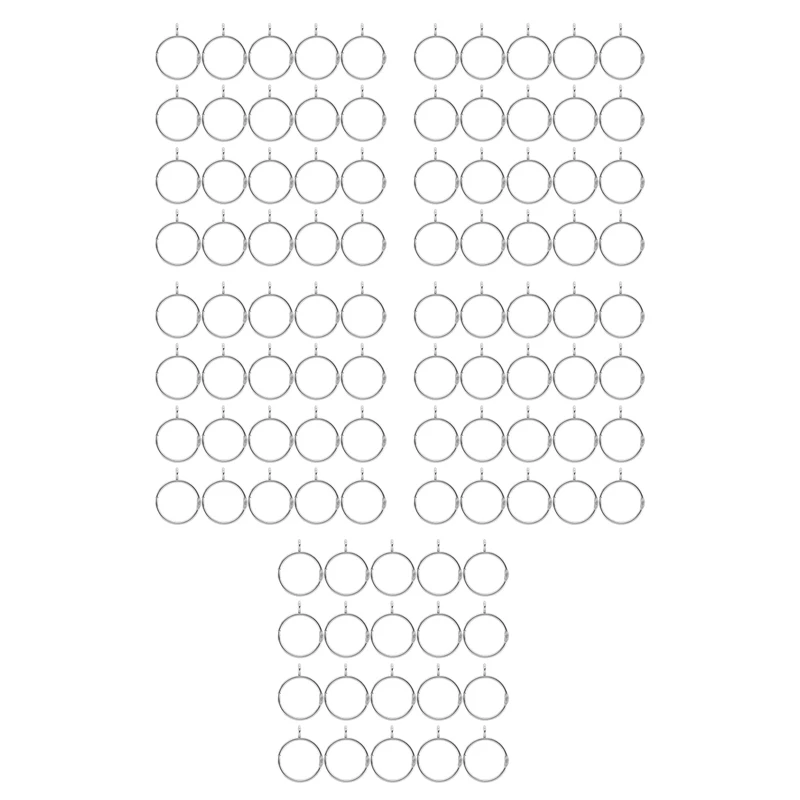 

100 шт. открытые серебряные кольца для занавесок, металлические нержавеющие петли для драпировки с отверстием для булавок с крючками (1,5 дюйма)