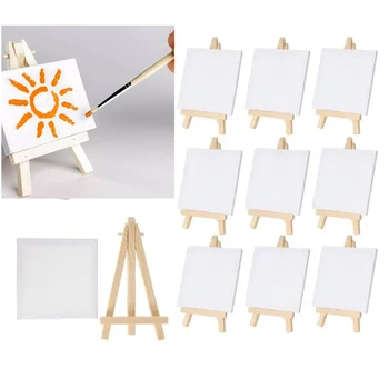 Mini Easel Artists Mini Shelf Canvas Set Desktop Painting Kids Craft DIY Drawing Small Table Tripod Easel Display Holder Wood 1