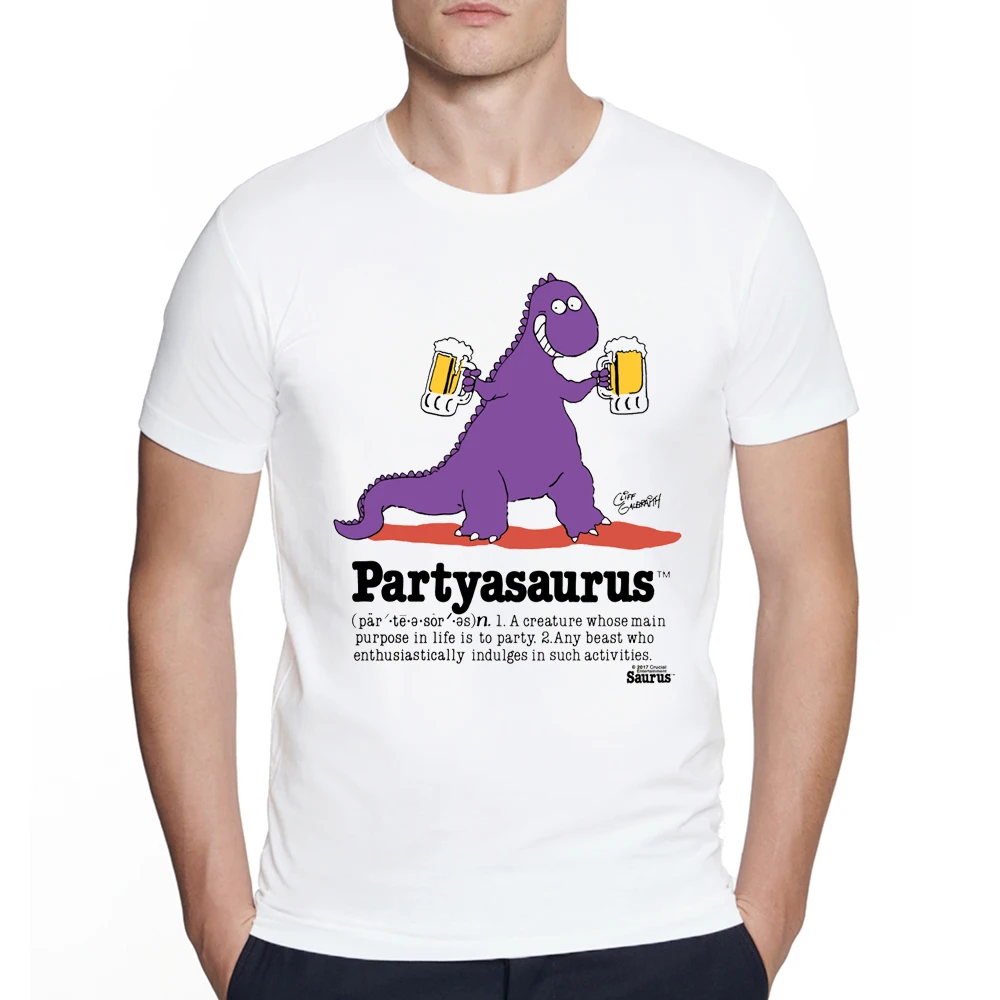 

Футболка мужская с принтом динозавра, модная смешная рубашка с принтом пива, Повседневная Уличная одежда унисекс в стиле хип-хоп, в стиле Харадзюку, на лето