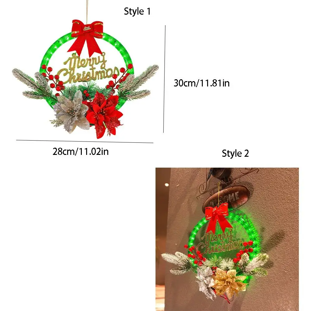 Glowing Christmas Wreath Timer Function Battery/USB Powered Xmas Decorations Hanging Waterproof LED Christmas Decorations Window