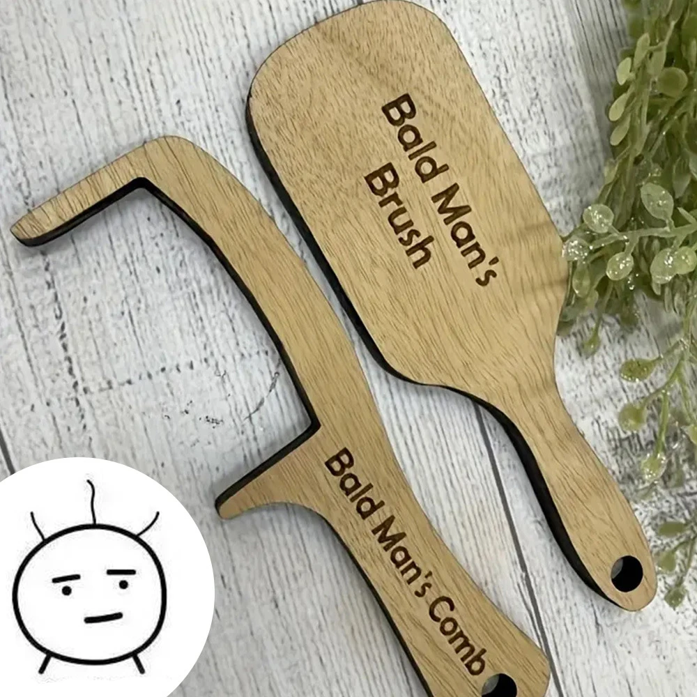 Bald Man's Unique Wooden Comb: Funny Hairless Head Polisher & Shiner - Novelty Gift