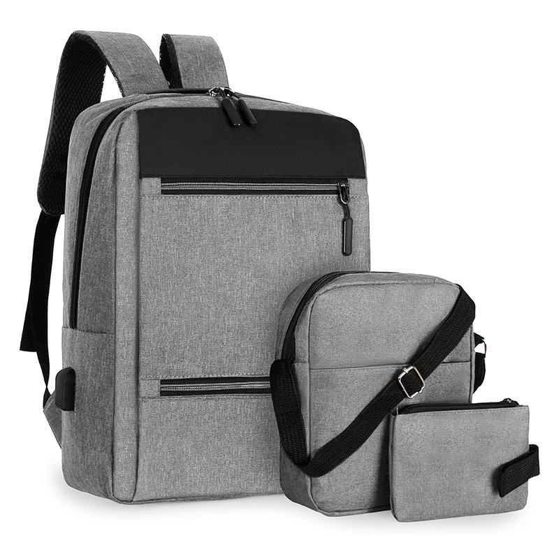 Bag, Backpack, Backpack, Large Shoulder Laptop, Capacity USB Rechargeable Three Piece Set For Student Business Travel Y2k Brand