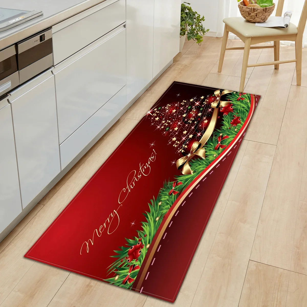 thumbnail image 1 of Alfombra de decoración navideña, alfombras largas para cocina, alfombras navideñas bonitas, alfombras rectangulares, alfombras antideslizantes para dormitorio, 1 of 5