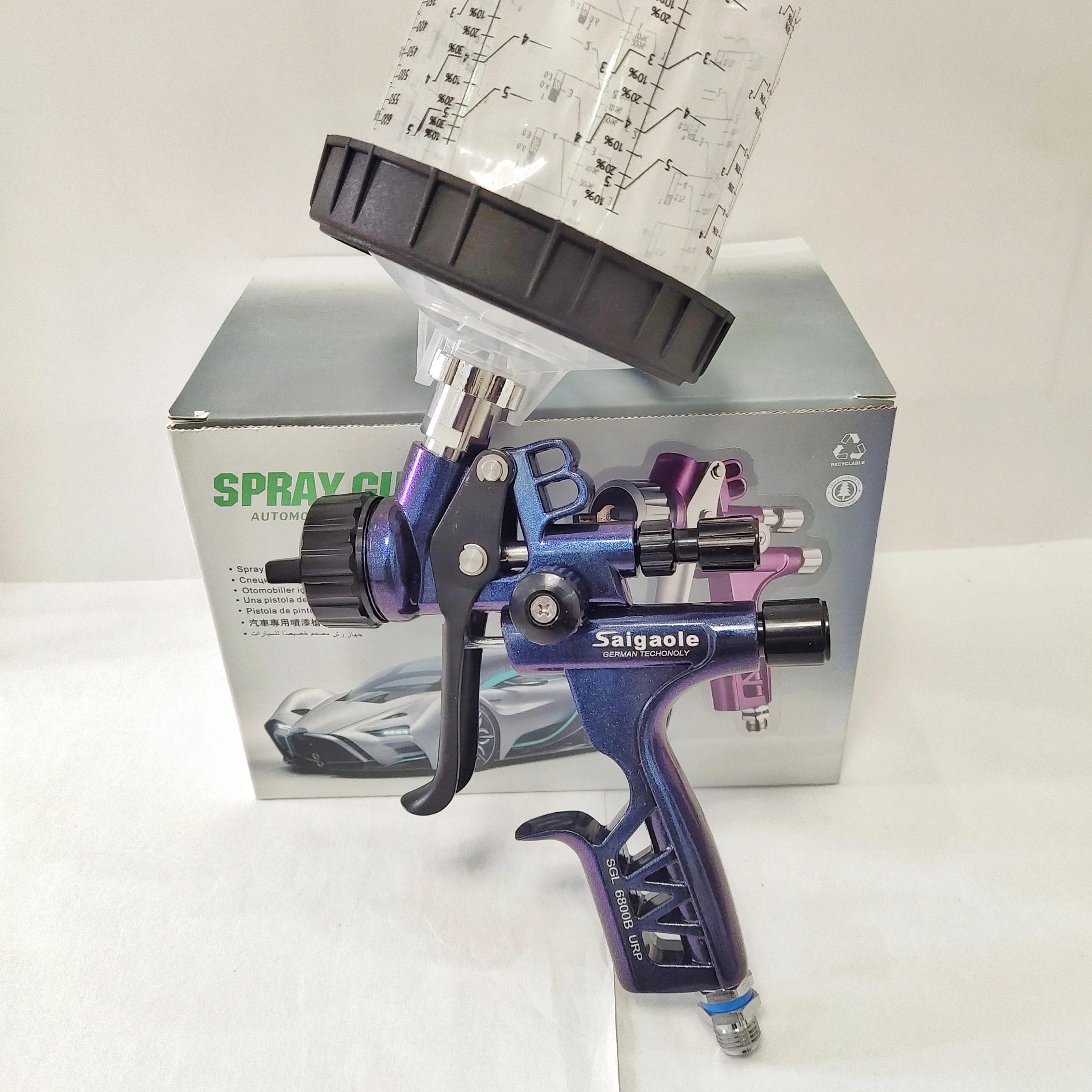 6800B Spray Gun 1.3mm With Adapter Replaceable Pot Airless Sprayer Painting car Paint Tool Airbrush