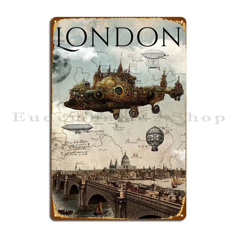 

Металлический плакат в стиле стимпанк, Лондонский город, фотоплакаты, ретро печать, создание кухонного Жестяного знака, плаката