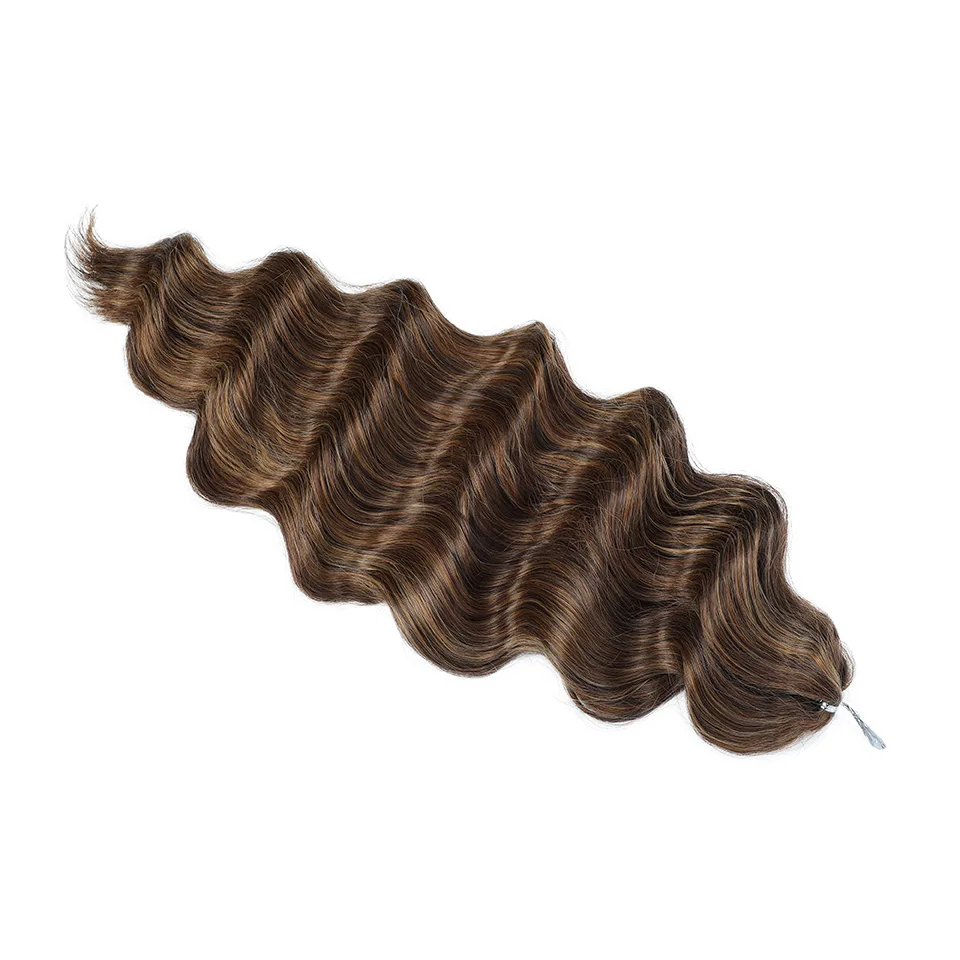 26 Inch Ombre Brown Crochet Hair Extensions 300g/Strand Synthetic Hair Crochet Hair Body Wave Crochet Braiding Hair Extensions 3
