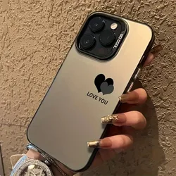 Elegant Love Pattern Anti - Fingerprint Shock - Proof Rear Phone Case - iPhone 12 Pro Max (Black - B1222)