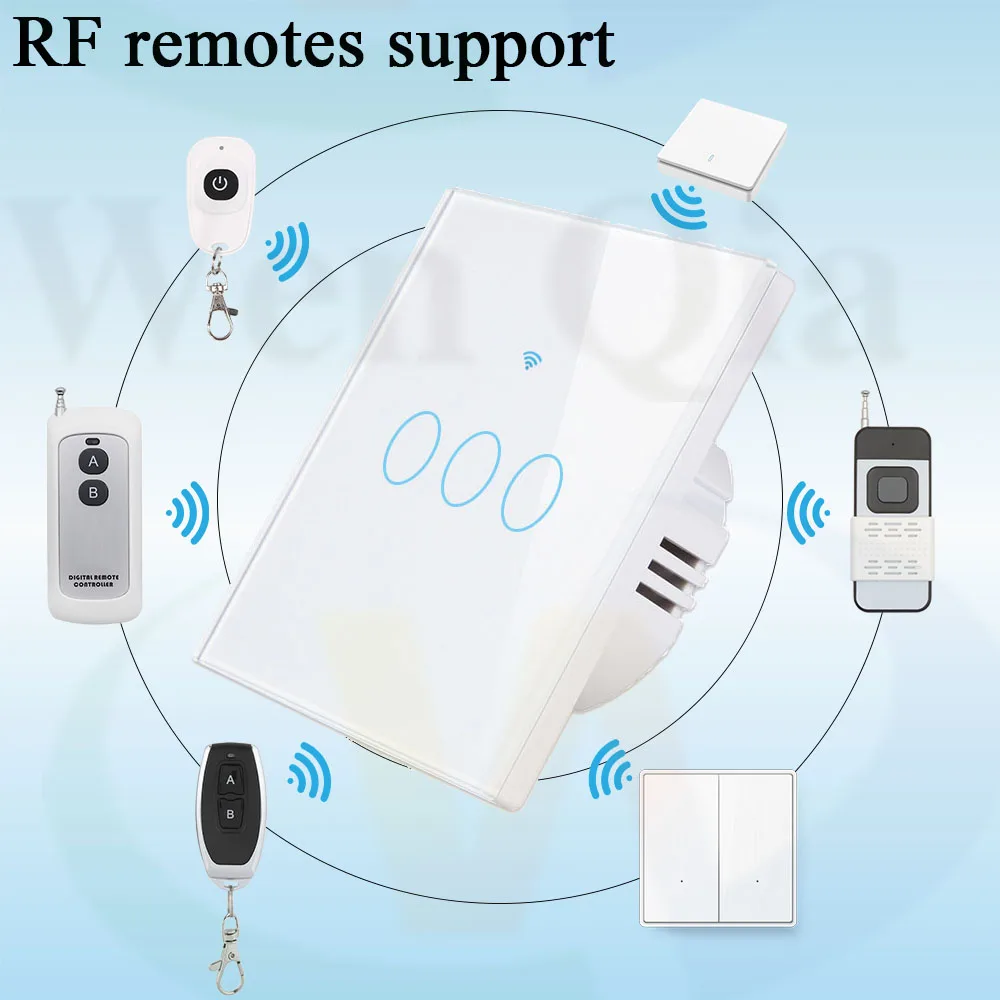 Smart Touch Switch Tuya Wifi Wall Interruptor Alexa For Lighting 1/2/3 Gang  433Mhz 220V/110V No Neutral Google Home Yandex Alice - AliExpress