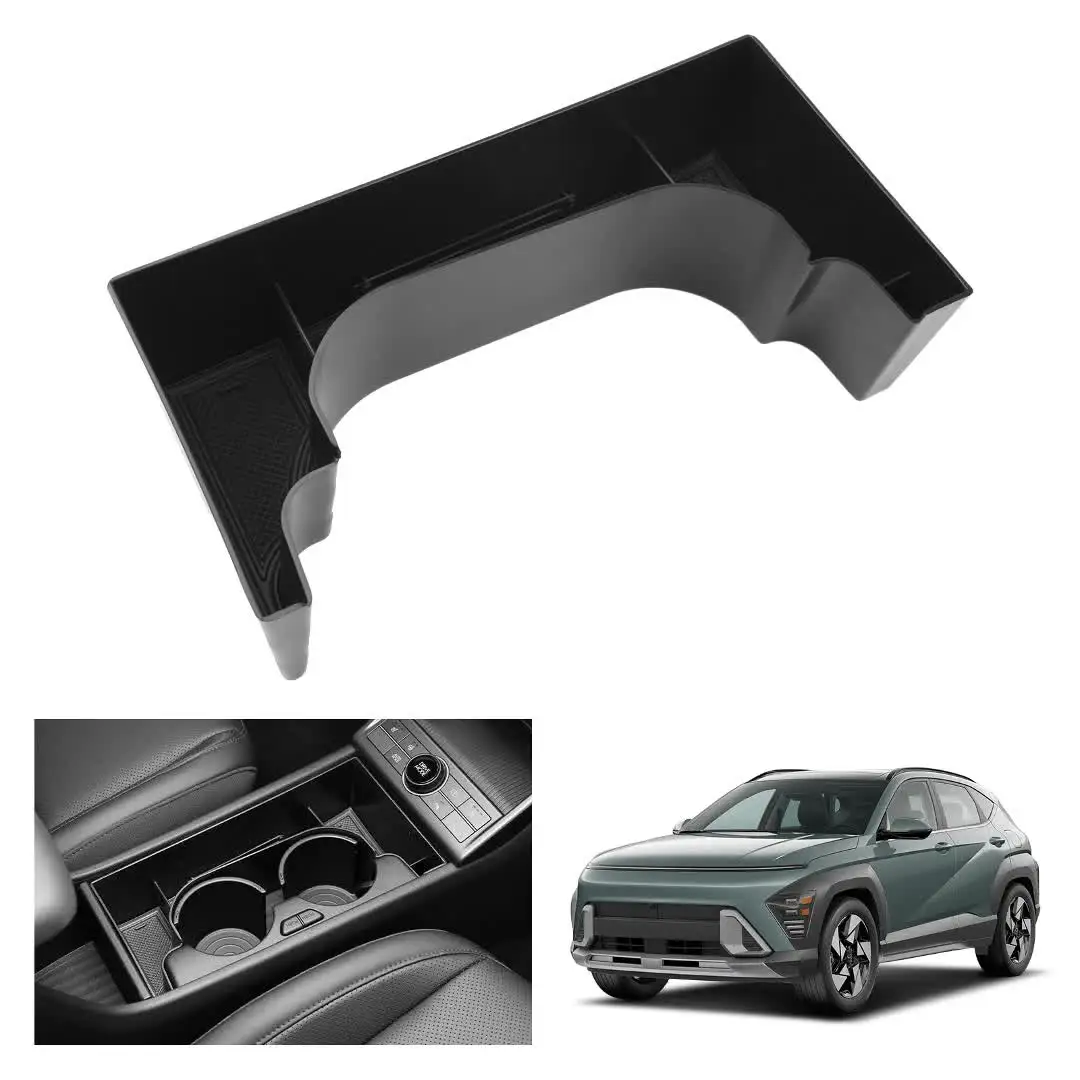 CDEFG Compatibel met 2024 2025 Hyundai Kona SX2 hybride elektronische benzine rubberen matten antislip middenconsole antislipmatten auto mat Kona 2025 SX2 accessoires (zwart