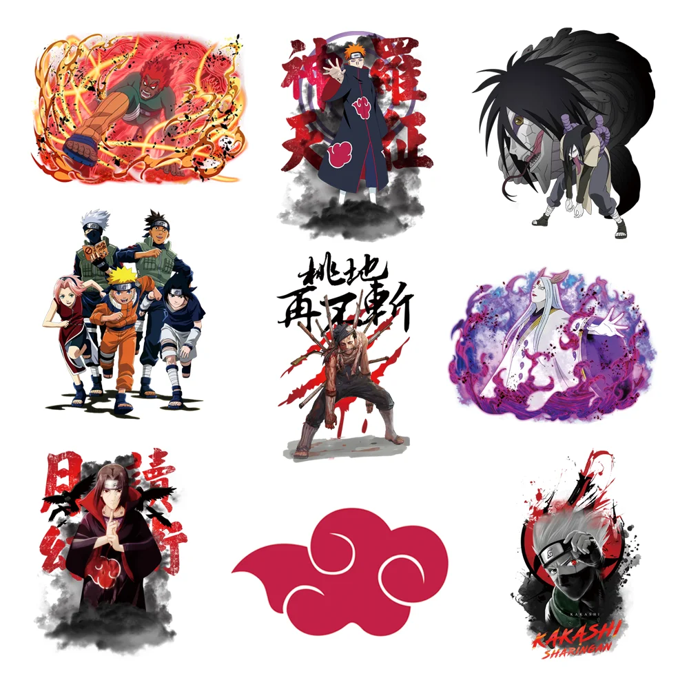 Naruto Iron On Patches Stripes Heat Transfer Stickers Anime Men T Shirt DIY Applications For