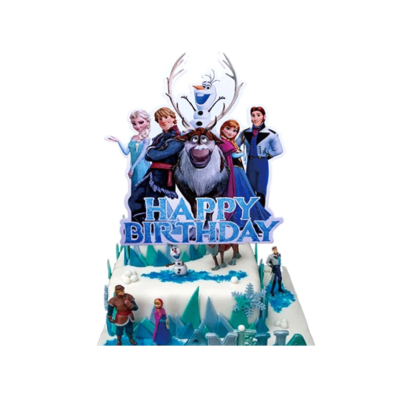 

1pcs/lot Kids Favors Frozen Theme Cake Toppers Card Banner Flag Decorations Baby Shower Birthday Events Party Picks Supplies