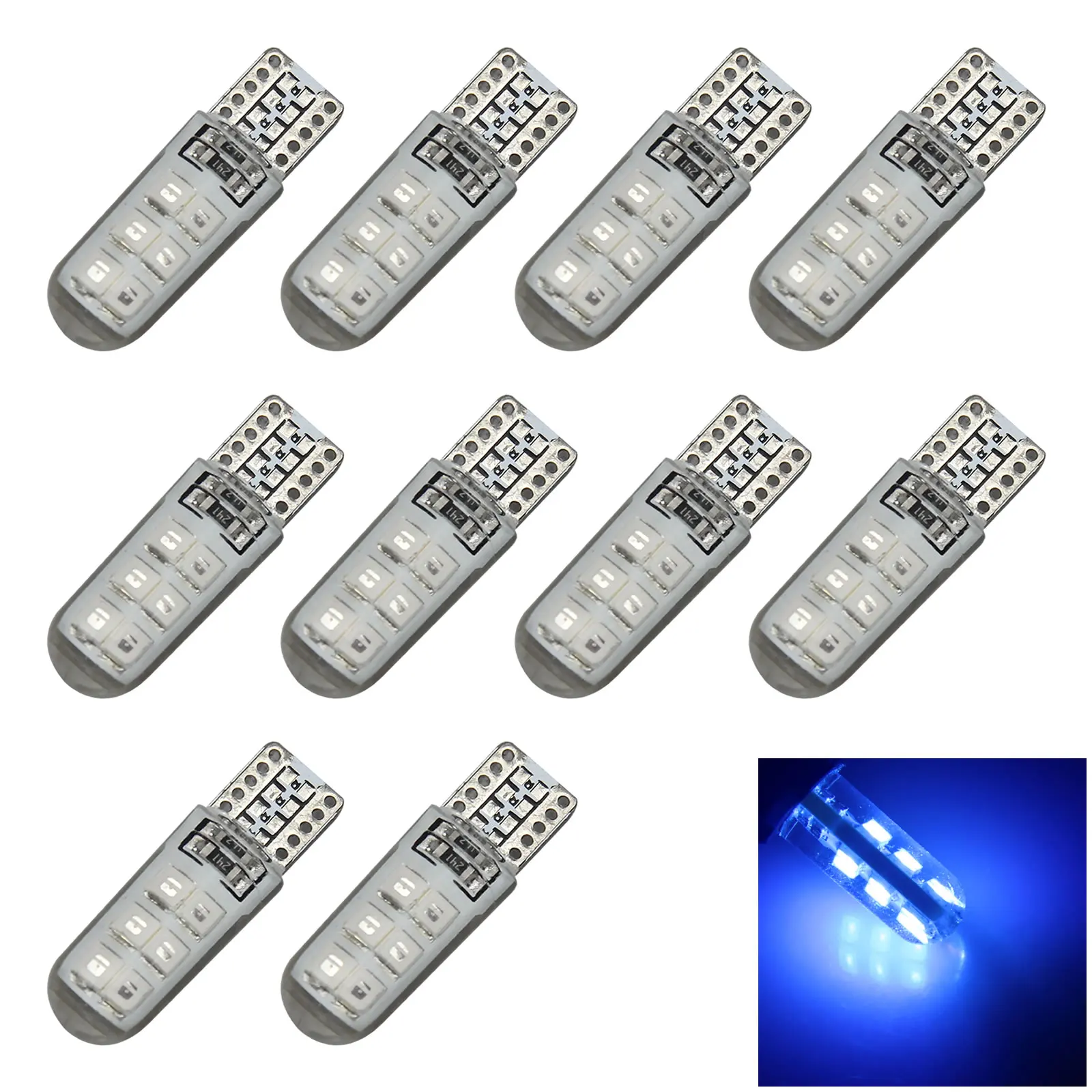 

10x синий RV T10 W5W угловая лампа для чтения из силикона 12 2835 SMD Φ 1252 2450 2652 Z2747