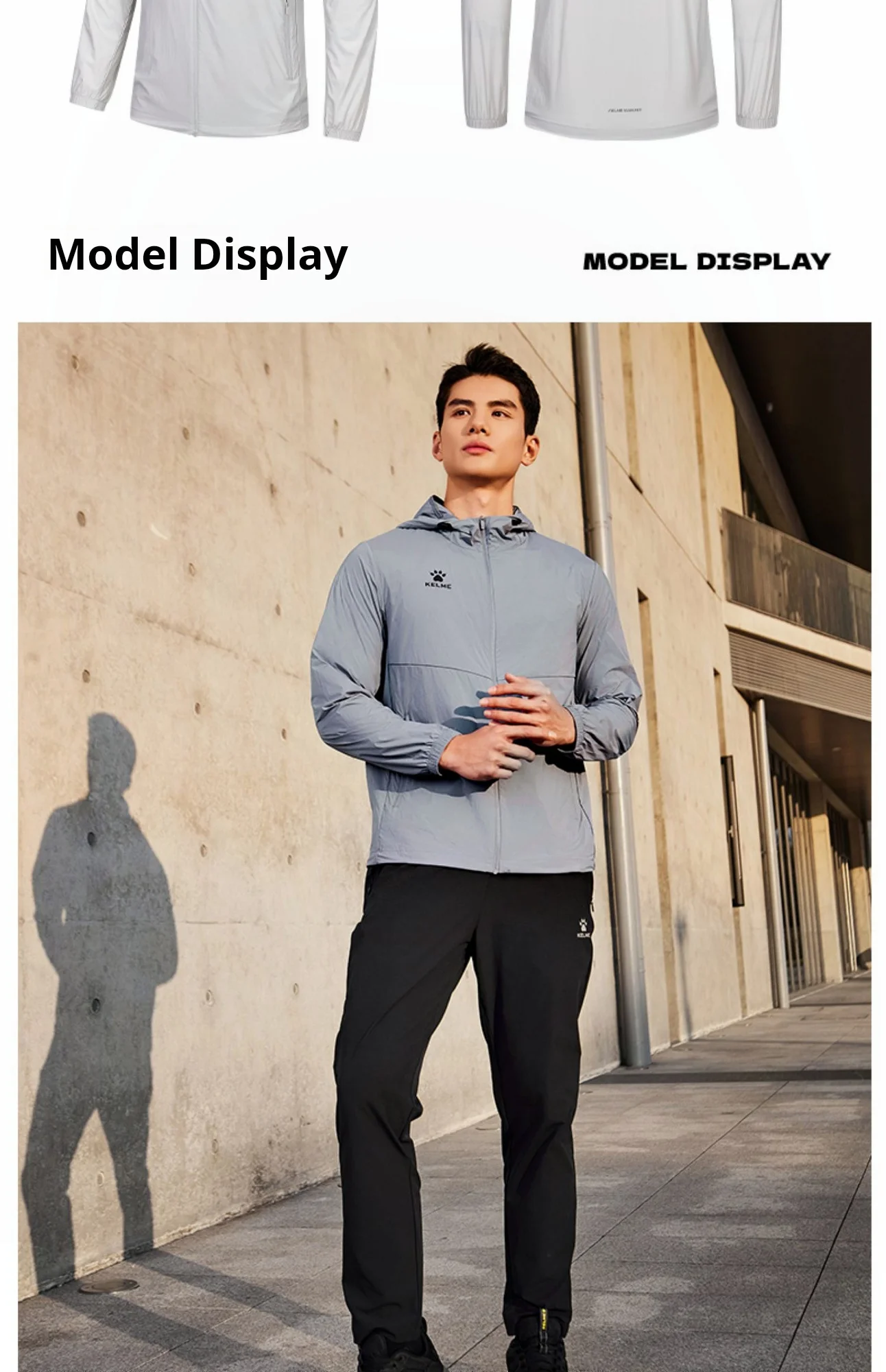 Kelme Herren-Laufjacke, dünner Regenmantel mit Kapuze, Outdoor-Laufen, winddichte Jacke, Fitness, Bergsteigen, Windjacke – Detail 5
