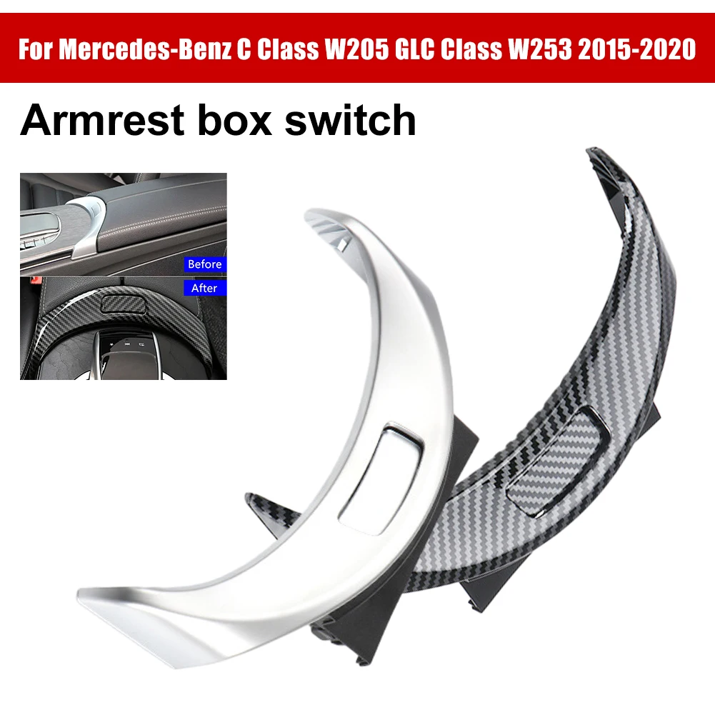 

Mercedes Benz C Class W205 GLC X253 2015-2021 ABS центральная консоль, подлокотник, кнопка переключения, отделка крышки, замена, углеродное волокно, черный